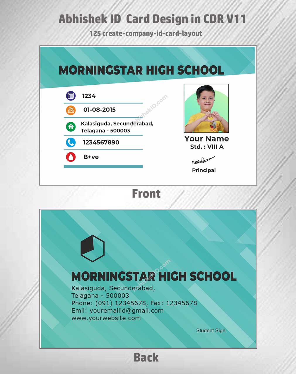 Flat digital layout of CorelDraw 11 ID Card Templates for creating bulk office access passes.