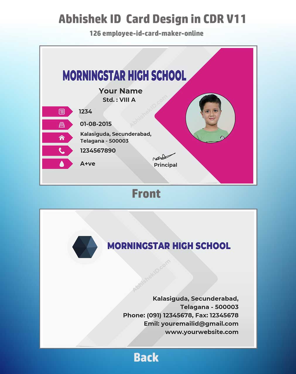 Close-up design sample of CorelDraw 11 ID Card Templates for business badge manufacturing tasks.
