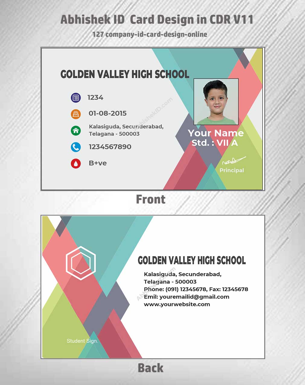 Digital preview of CorelDraw 11 ID Card Templates for employee badges in commercial ID printing.