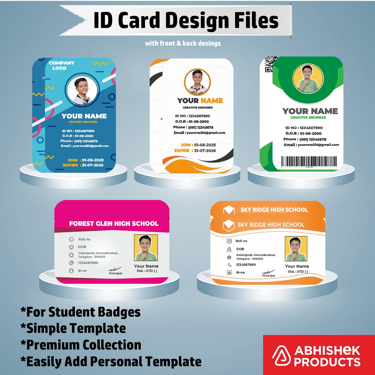 Employee credential design of CorelDraw ID Card Templates for business staff access systems.