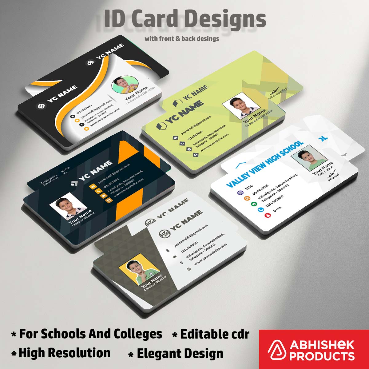 Business layout of CorelDraw 11 ID Card Design Templates for commercial access control cards.