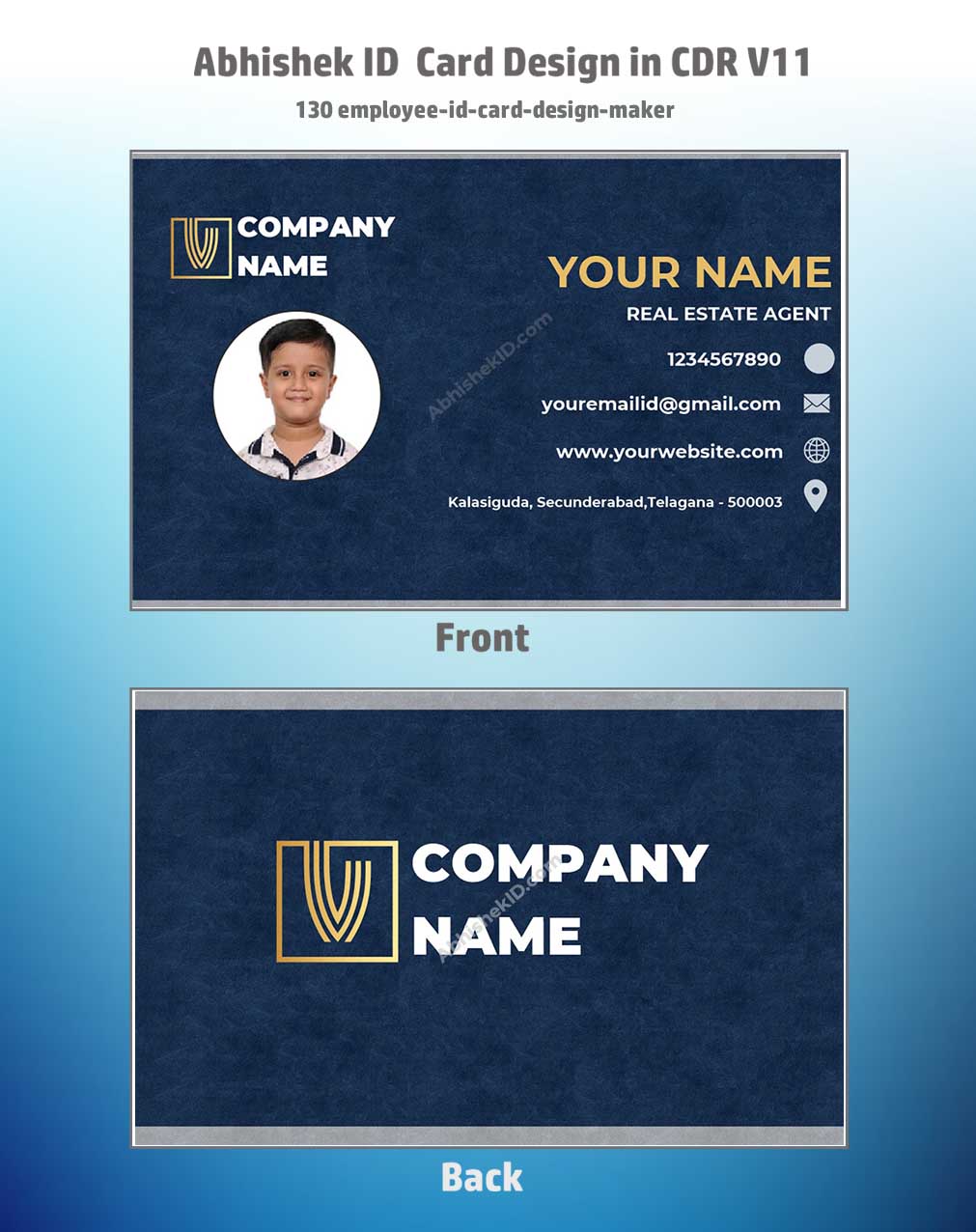 Close-up design sample of CorelDraw 11 ID Card Templates for business badge manufacturing tasks.