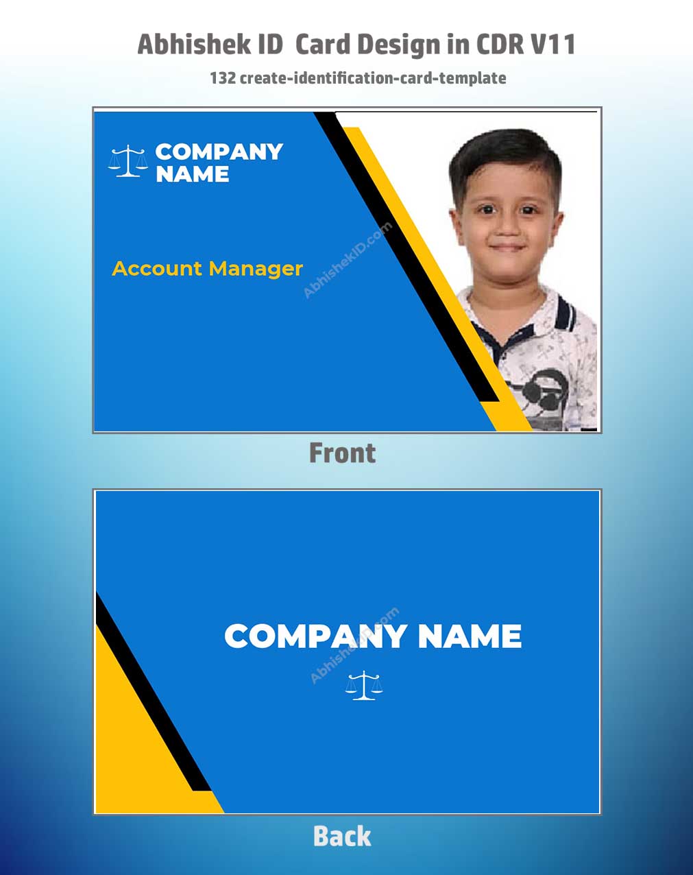 CorelDraw 11 Company ID Card Templates for corporate identification card template customization online.