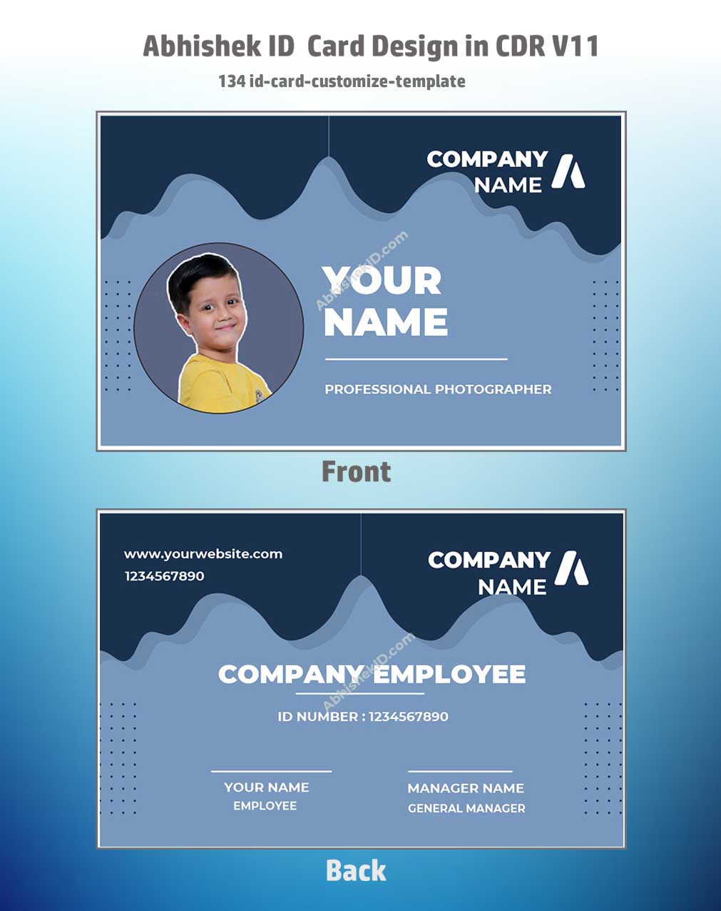 Close-up design sample of CorelDraw 11 ID Card Templates for business badge manufacturing tasks.