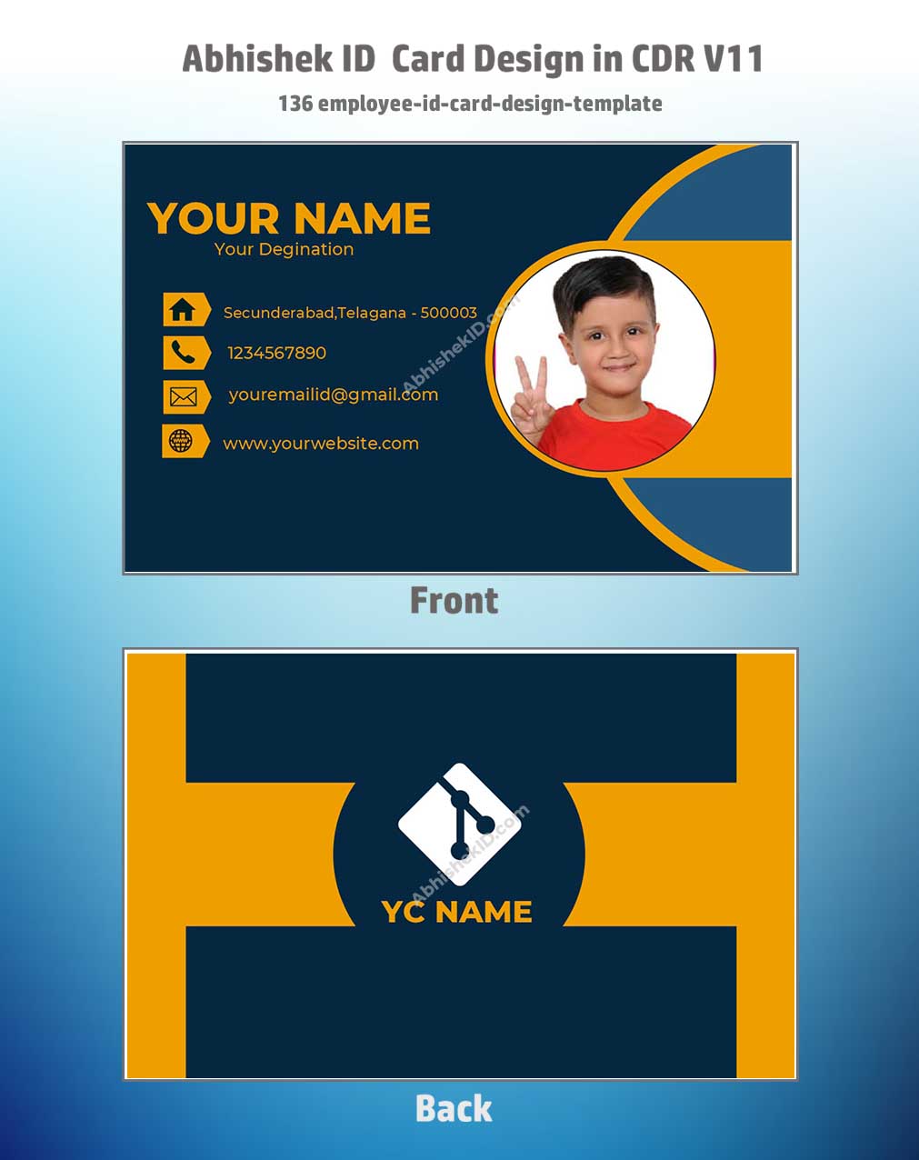 CorelDraw 11 Company ID Card Templates for automated staff identity badge production software.
