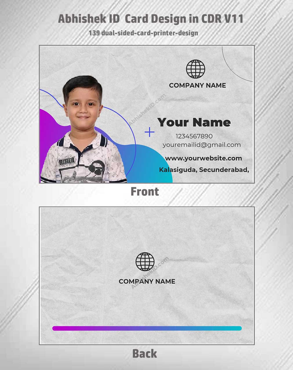 Digital preview of CorelDraw 11 ID Card Templates for employee badges in commercial ID printing.