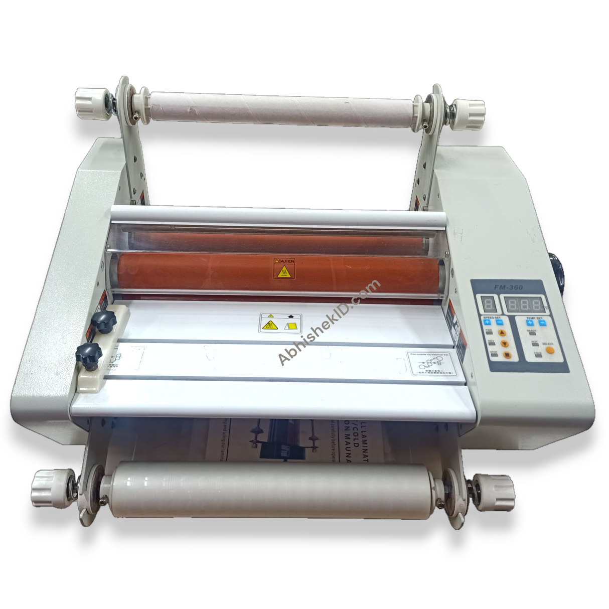 Side profile of 13 Inch Roll Thermal Lamination Machine for office use and business signage.