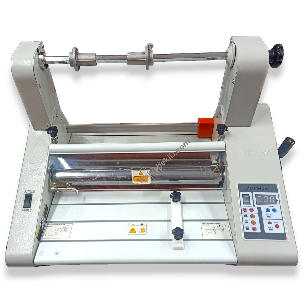 Top layout view of 13 Inch Steel Roll Lamination Machine for continuous roll laminating.