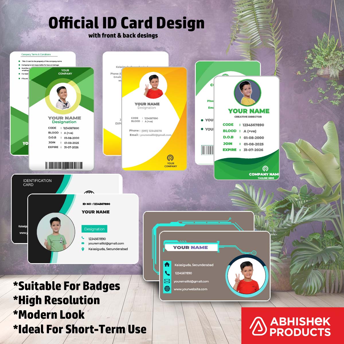 Card maker layout of CorelDraw 11 ID Card Templates for printable corporate staff badges.