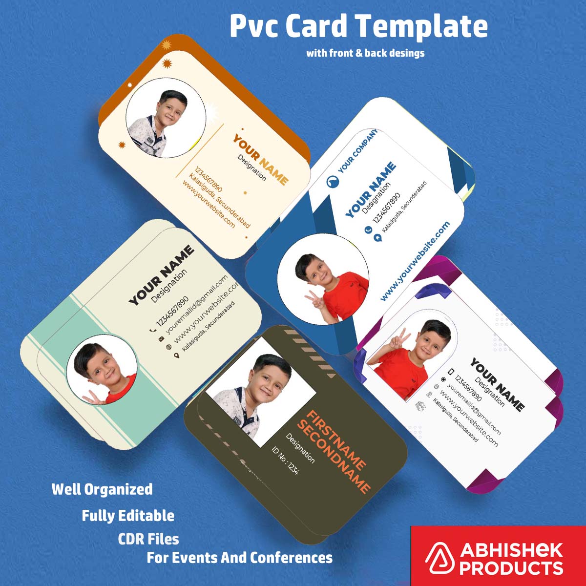Business ID card layout using CorelDraw 11 Business Card Templates for corporate staff printing.