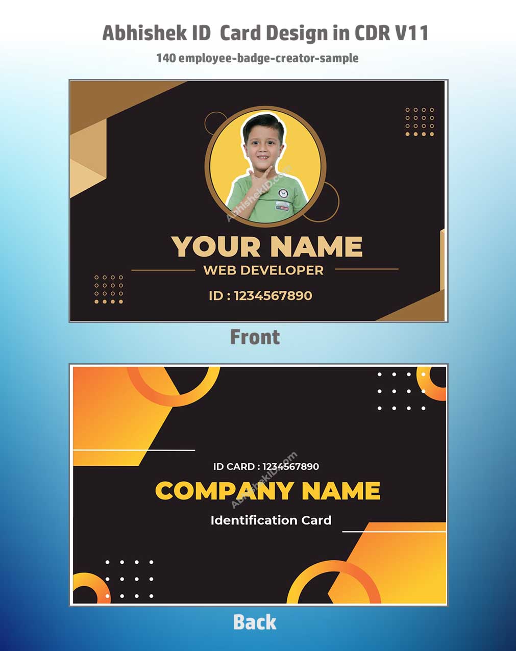 CorelDraw 11 Company ID Card Templates for bulk commercial worker identification tag printing.