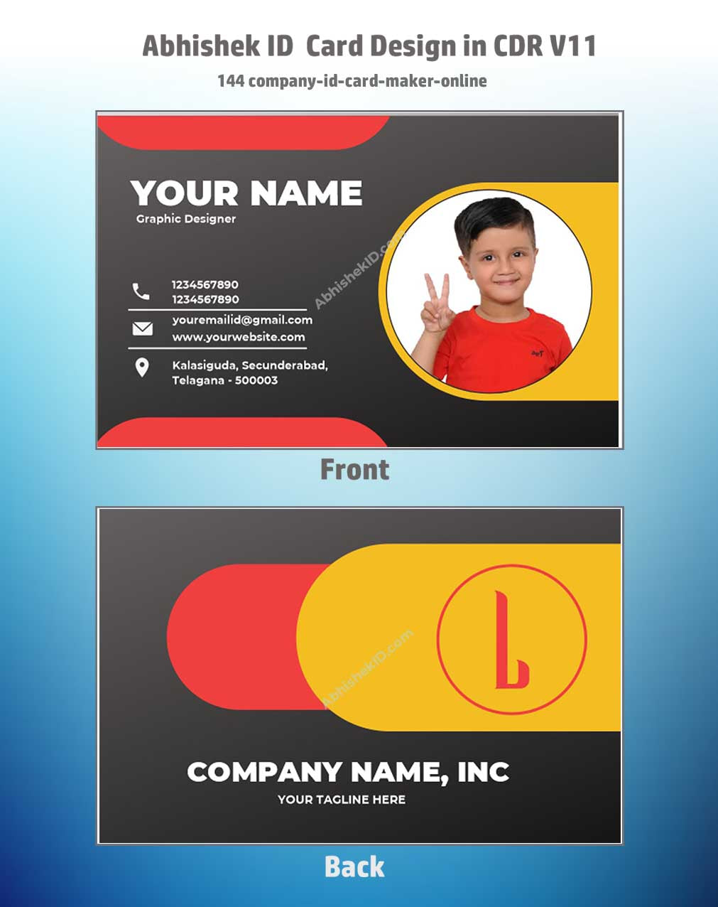 CorelDraw 11 Company ID Card Templates for digital corporate ID card creator applications.