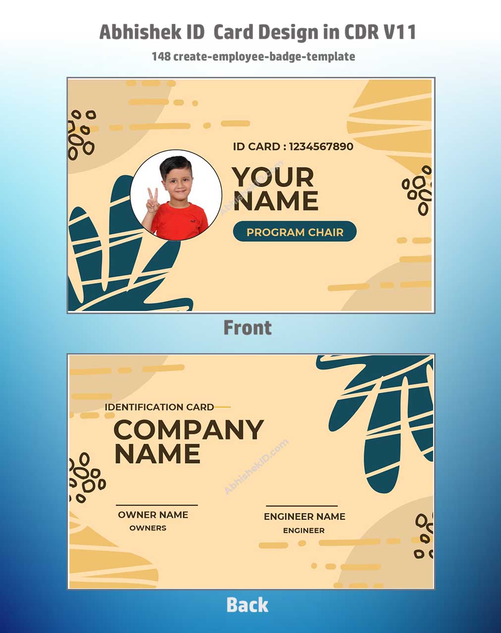 CorelDraw 11 Company ID Card Templates for customized employee badge template generation systems.