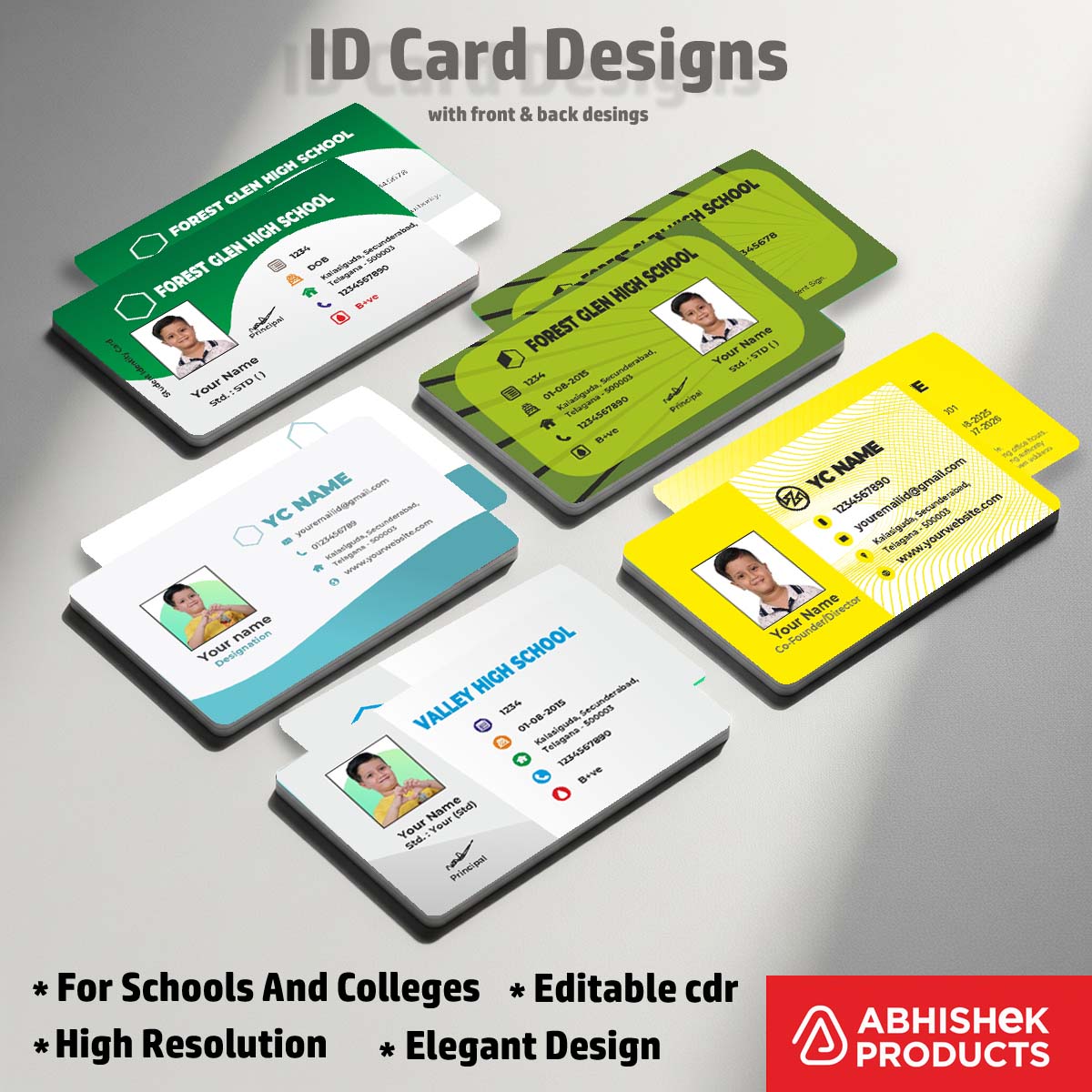 Office format mockup CorelDraw 11 ID Card Design Templates for corporate building access systems.