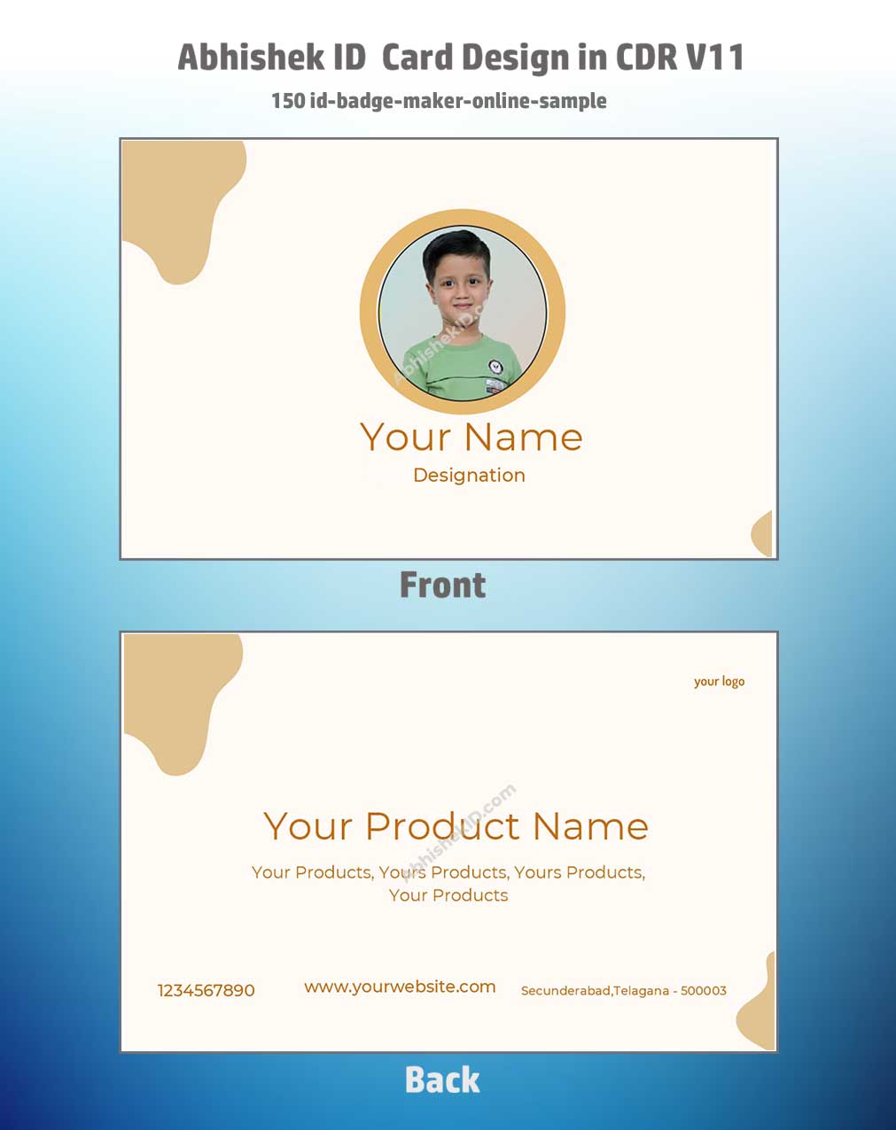 Close-up design sample of CorelDraw 11 ID Card Templates for business badge manufacturing tasks.