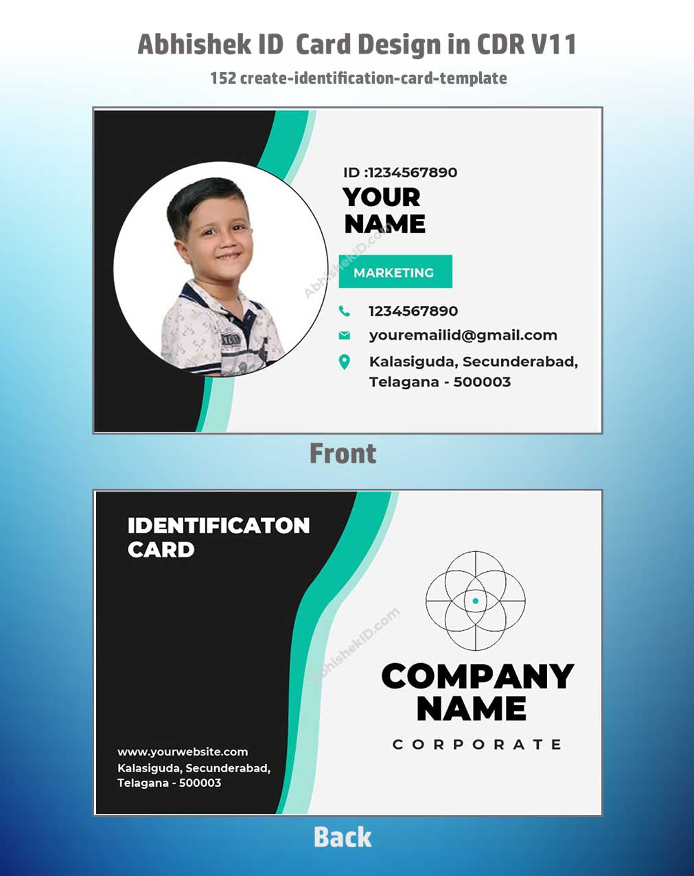 CorelDraw 11 Company ID Card Templates for commercial business identity card manufacturing workflows.