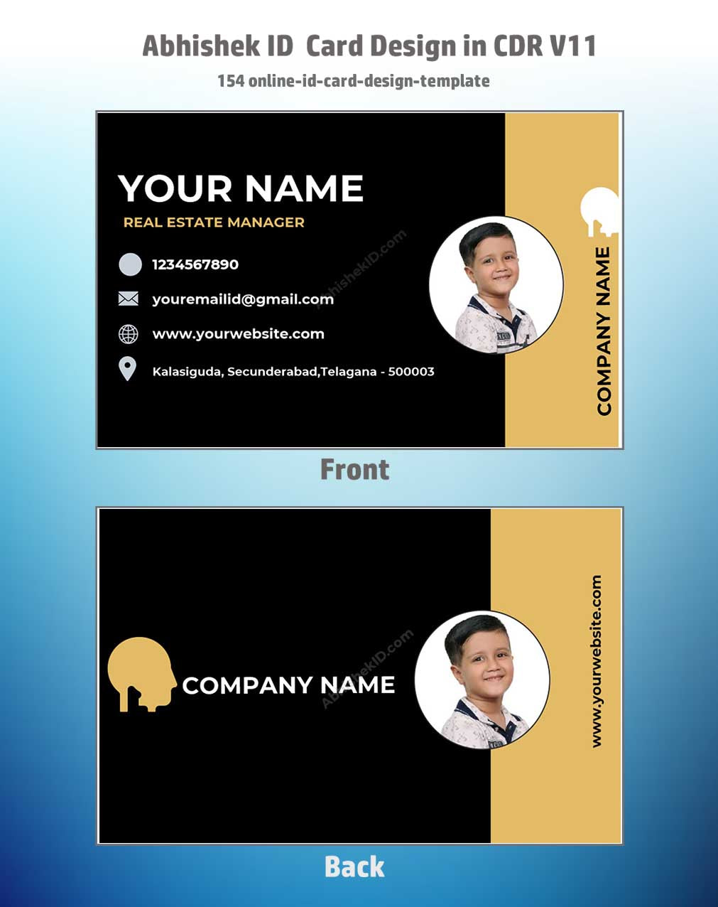 Close-up design sample of CorelDraw 11 ID Card Templates for business badge manufacturing tasks.