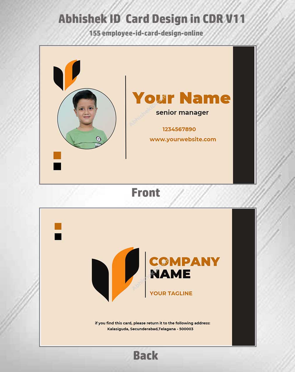 Digital preview of CorelDraw 11 ID Card Templates for employee badges in commercial ID printing.