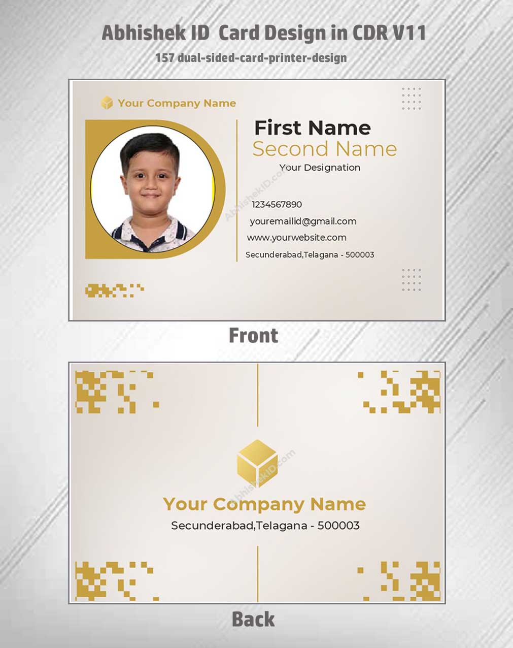Flat digital layout of CorelDraw 11 ID Card Templates for creating bulk office access passes.