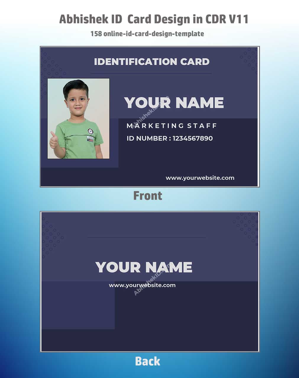 Close-up design sample of CorelDraw 11 ID Card Templates for business badge manufacturing tasks.