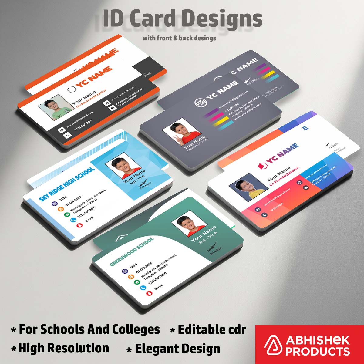 Custom print layout CorelDraw 11 ID Card Design Templates for high-volume ID card printing.