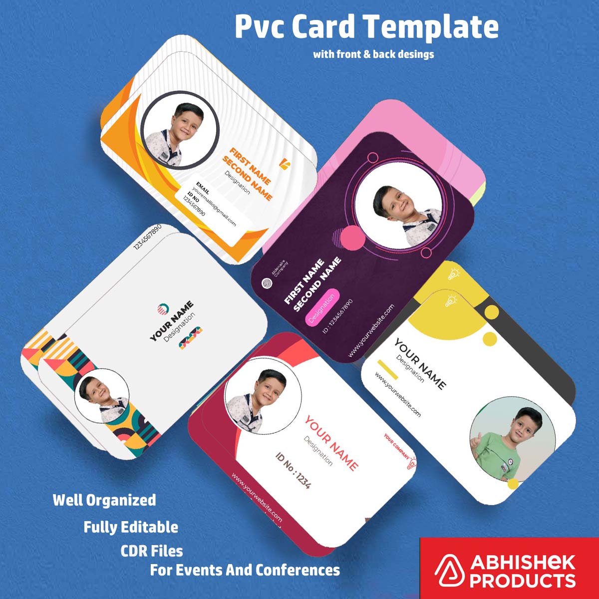 Flat digital layout of ID badge using CorelDraw 11 Editable Designs for employee identification.