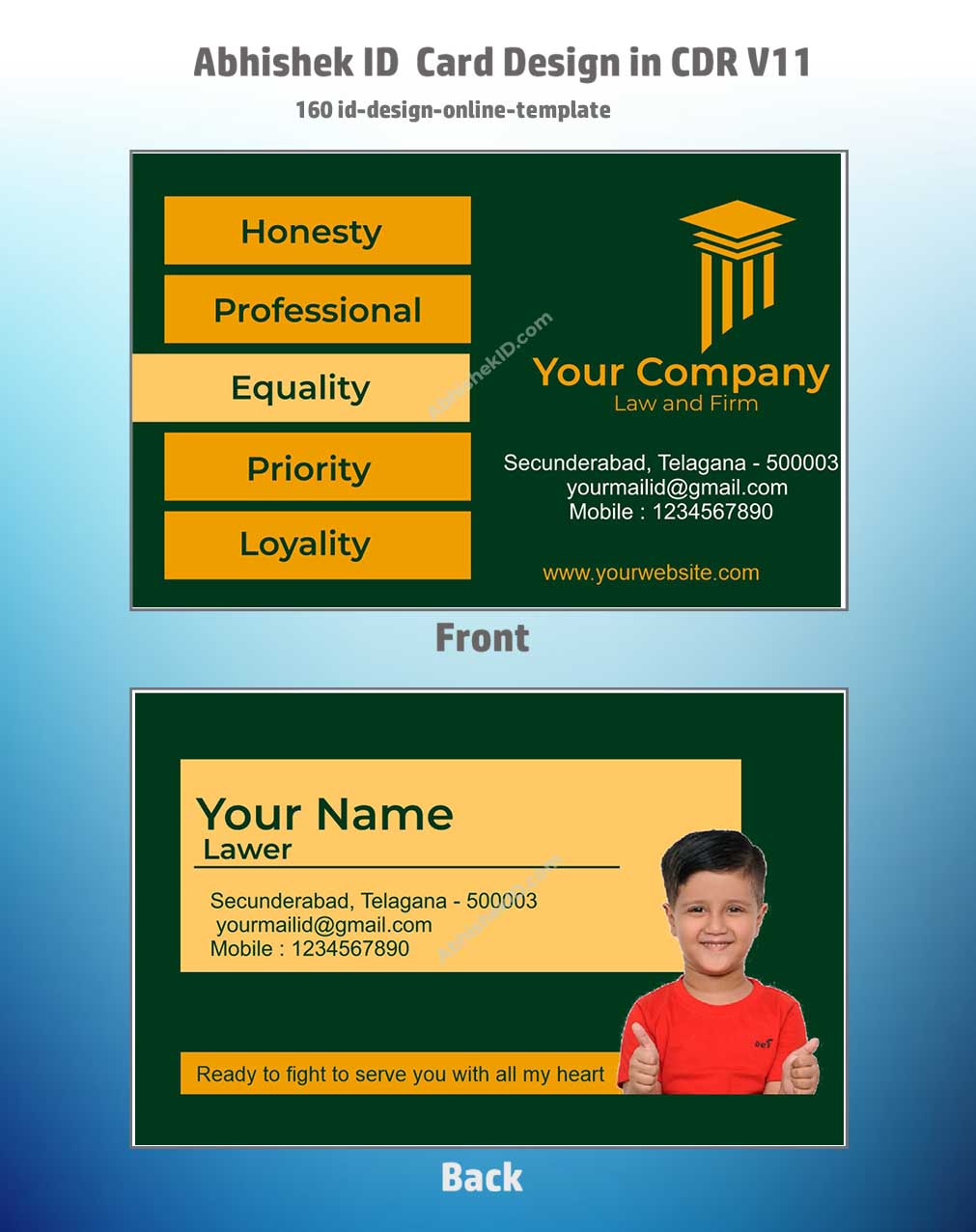 CorelDraw 11 Company ID Card Templates for online PVC identity card production systems.
