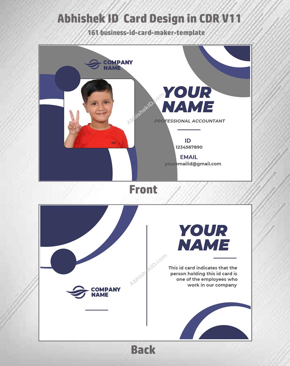 Flat digital layout of CorelDraw 11 ID Card Templates for creating bulk office access passes.