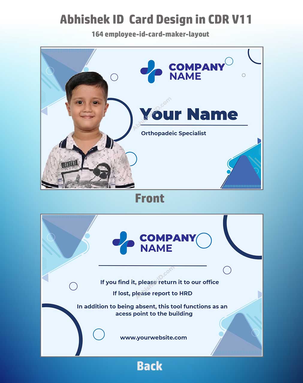 CorelDraw 11 Company ID Card Templates for customized corporate worker ID badge printing.