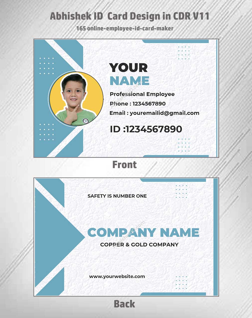 Flat digital layout of CorelDraw 11 ID Card Templates for creating bulk office access passes.