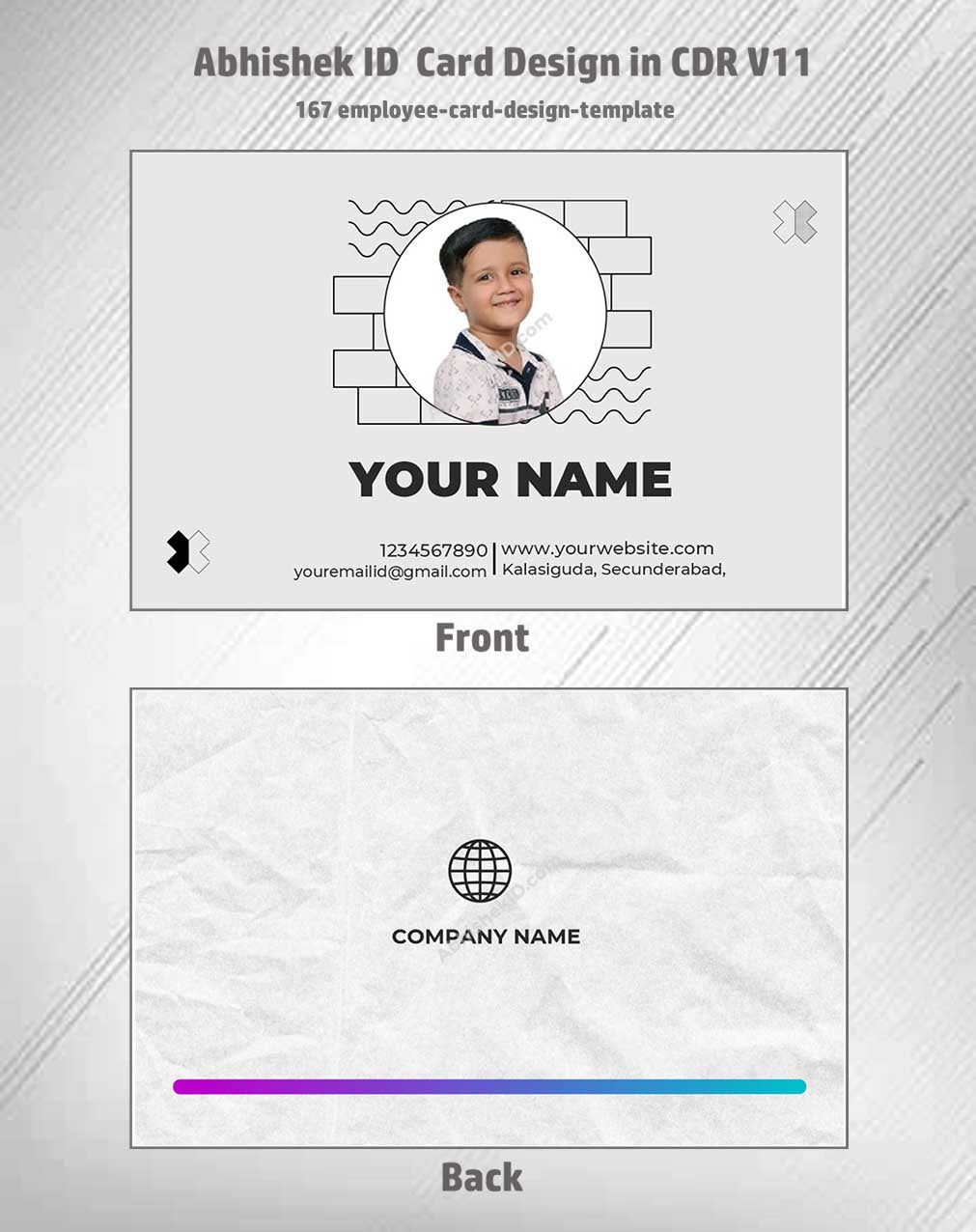 Digital preview of CorelDraw 11 ID Card Templates for employee badges in commercial ID printing.