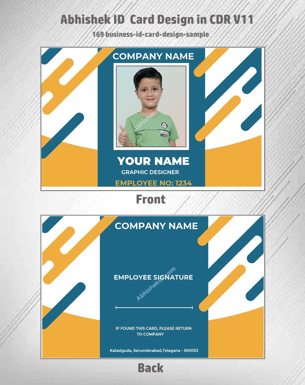 Flat digital layout of CorelDraw 11 ID Card Templates for creating bulk office access passes.