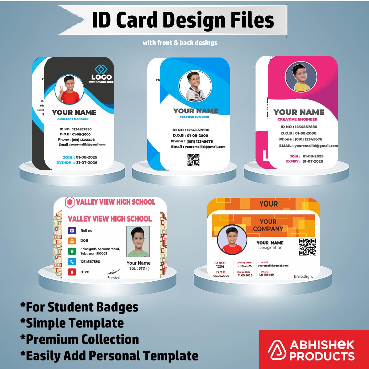 Employee ID creator sample of CorelDraw ID Card Templates for administrative office use.