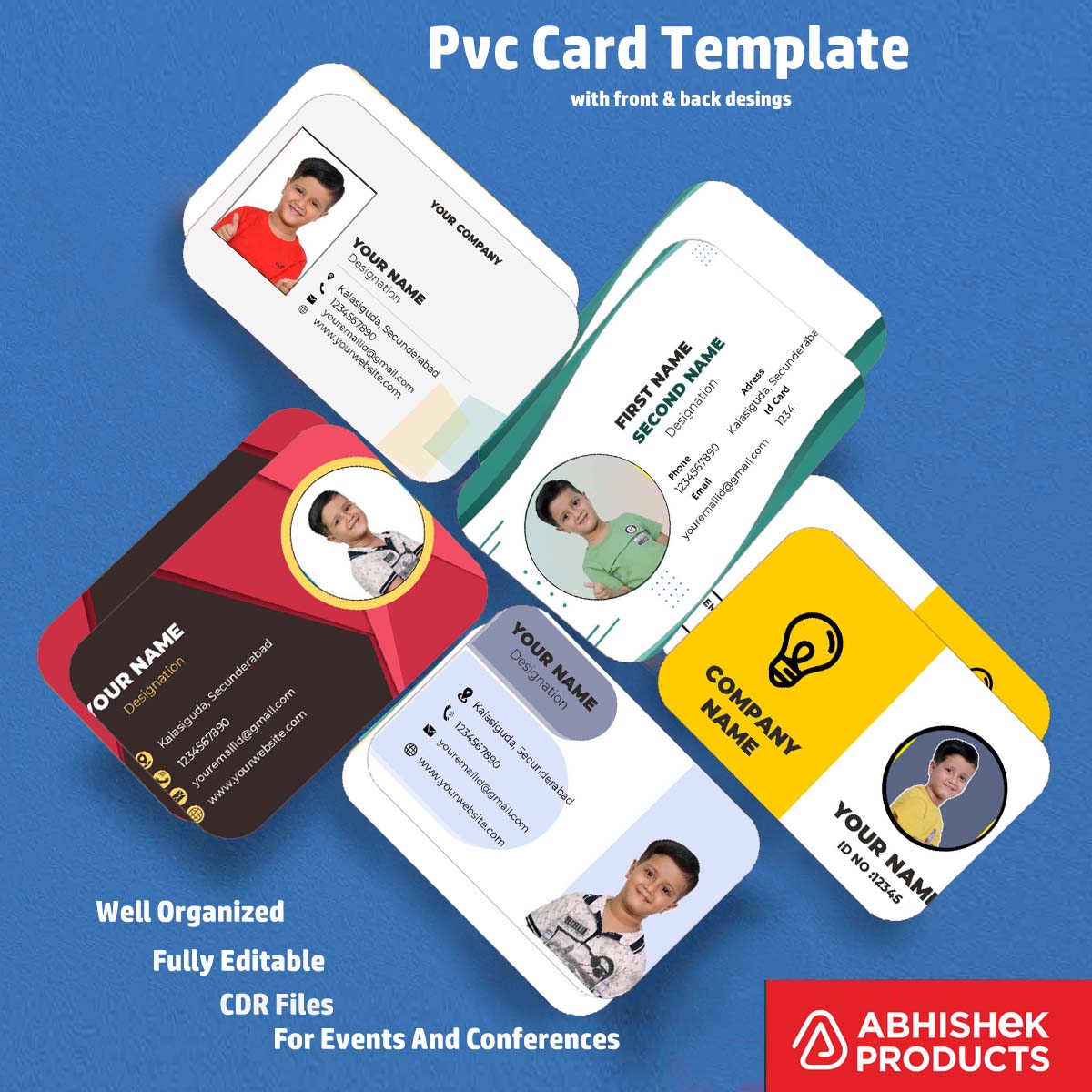 Plastic card design layout using CorelDraw 11 ID Badge Templates for business ID printing.