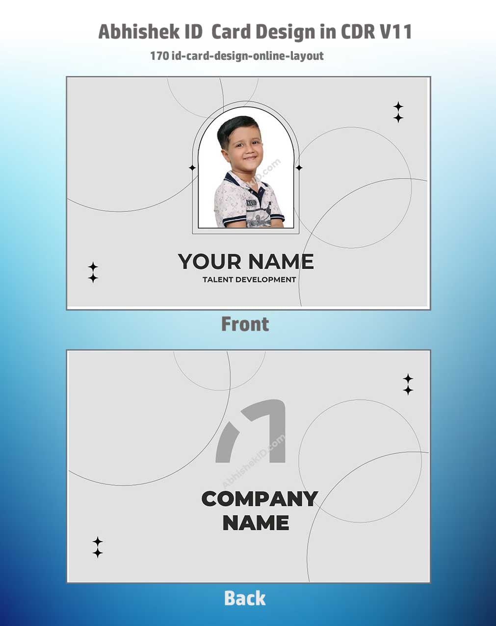 Close-up design sample of CorelDraw 11 ID Card Templates for business badge manufacturing tasks.