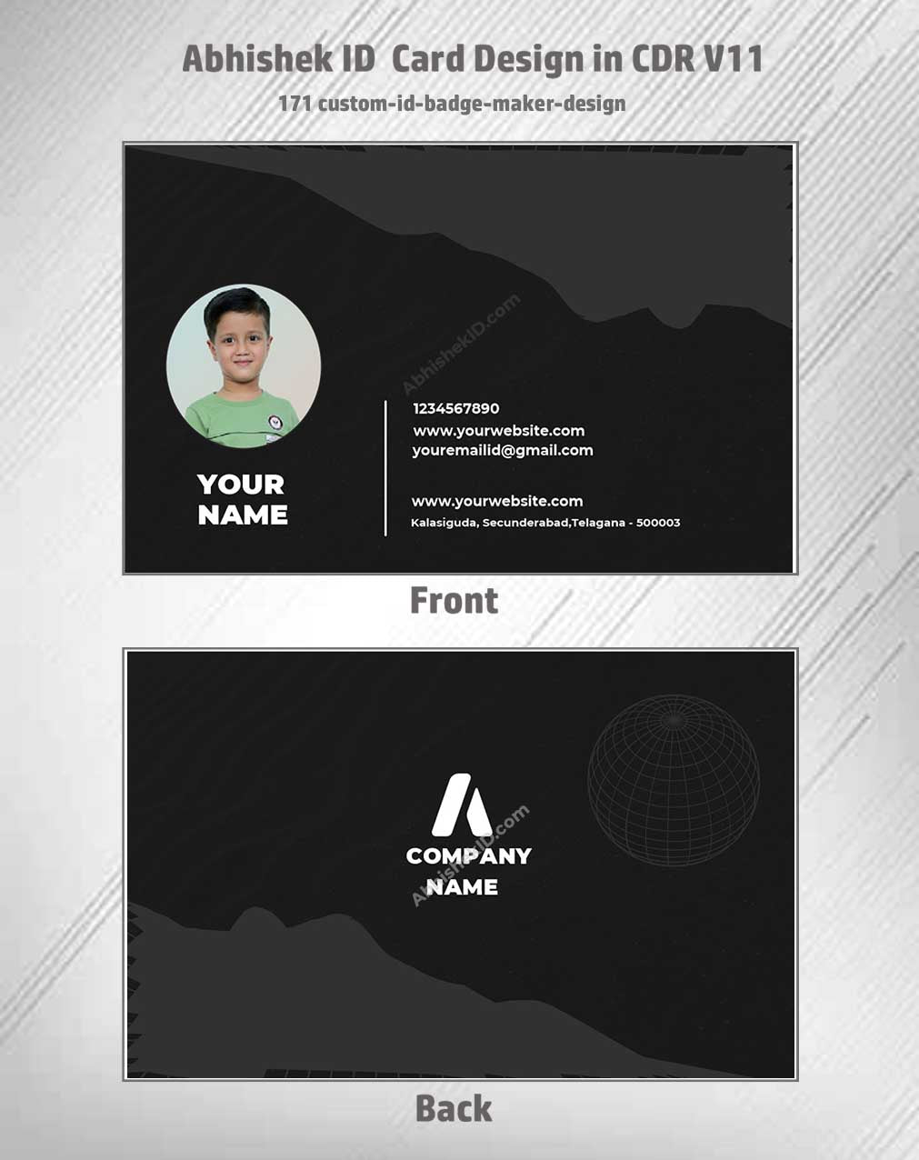 Digital preview of CorelDraw 11 ID Card Templates for employee badges in commercial ID printing.