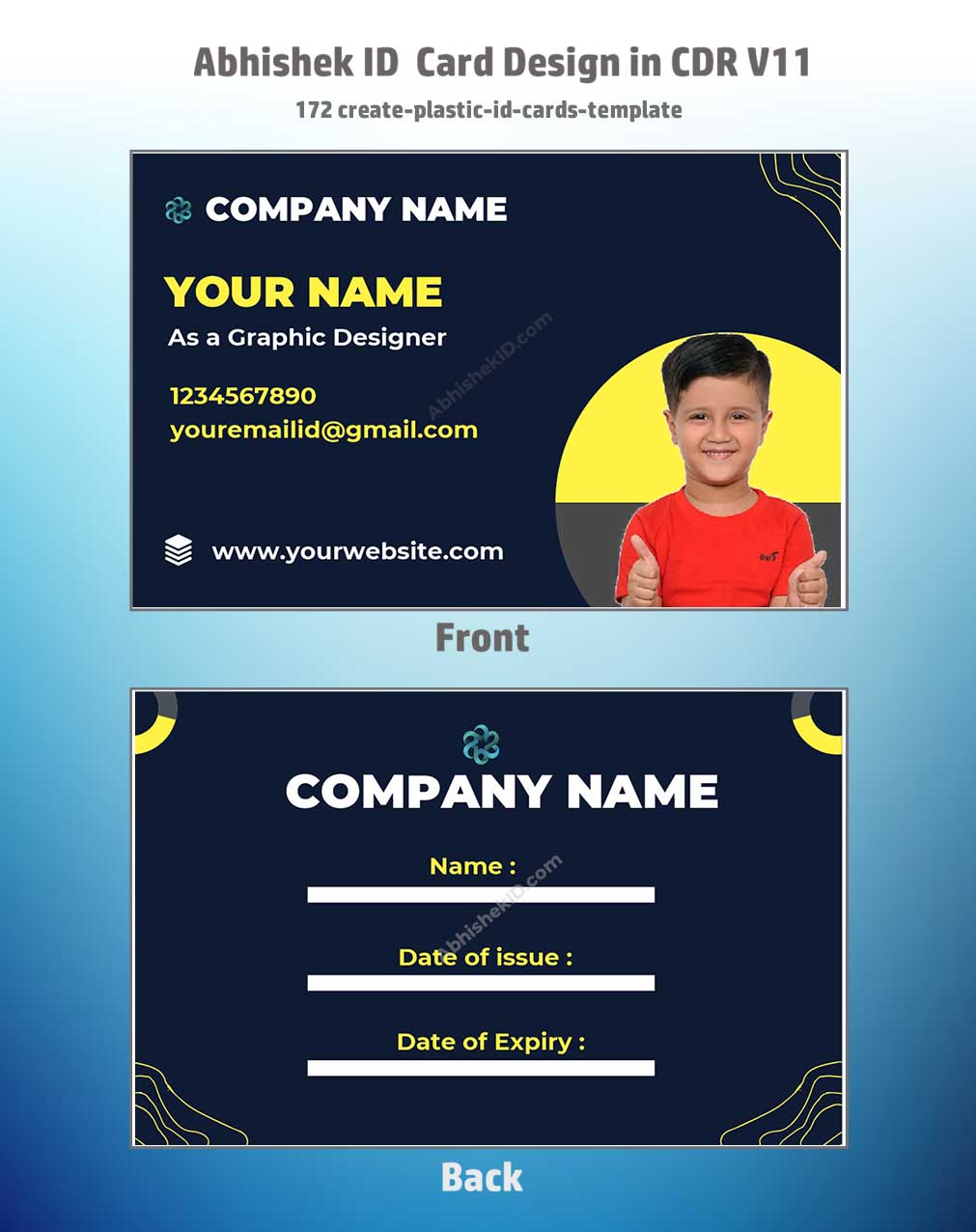 CorelDraw 11 Company ID Card Templates for plastic staff badge creator software customization.