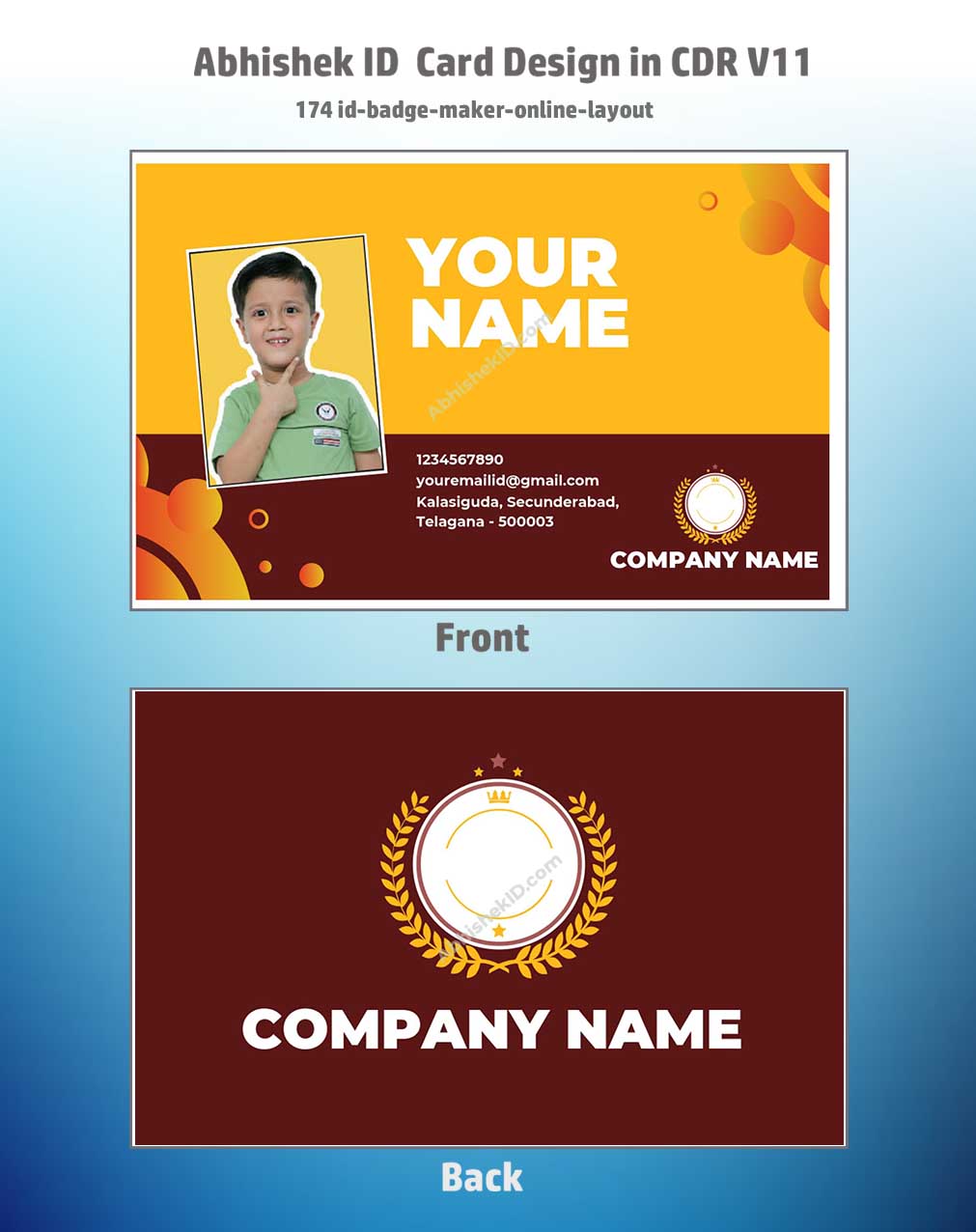 Digital preview of CorelDraw 11 ID Card Templates for employee badges in commercial ID printing.