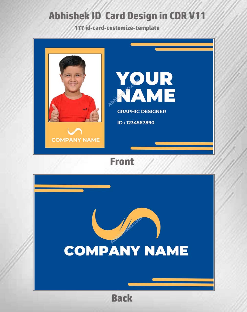Flat digital layout of CorelDraw 11 ID Card Templates for creating bulk office access passes.