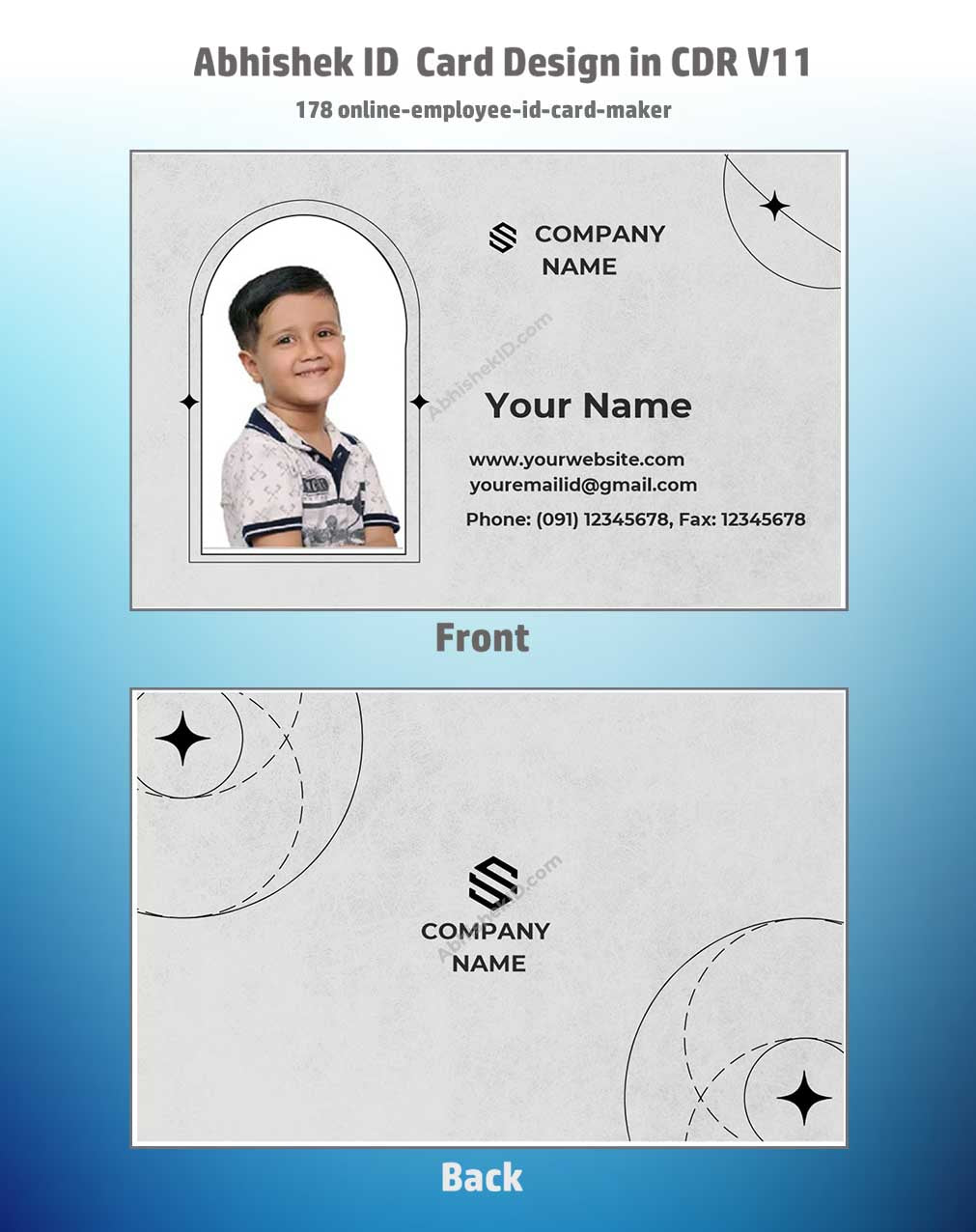 Close-up design sample of CorelDraw 11 ID Card Templates for business badge manufacturing tasks.