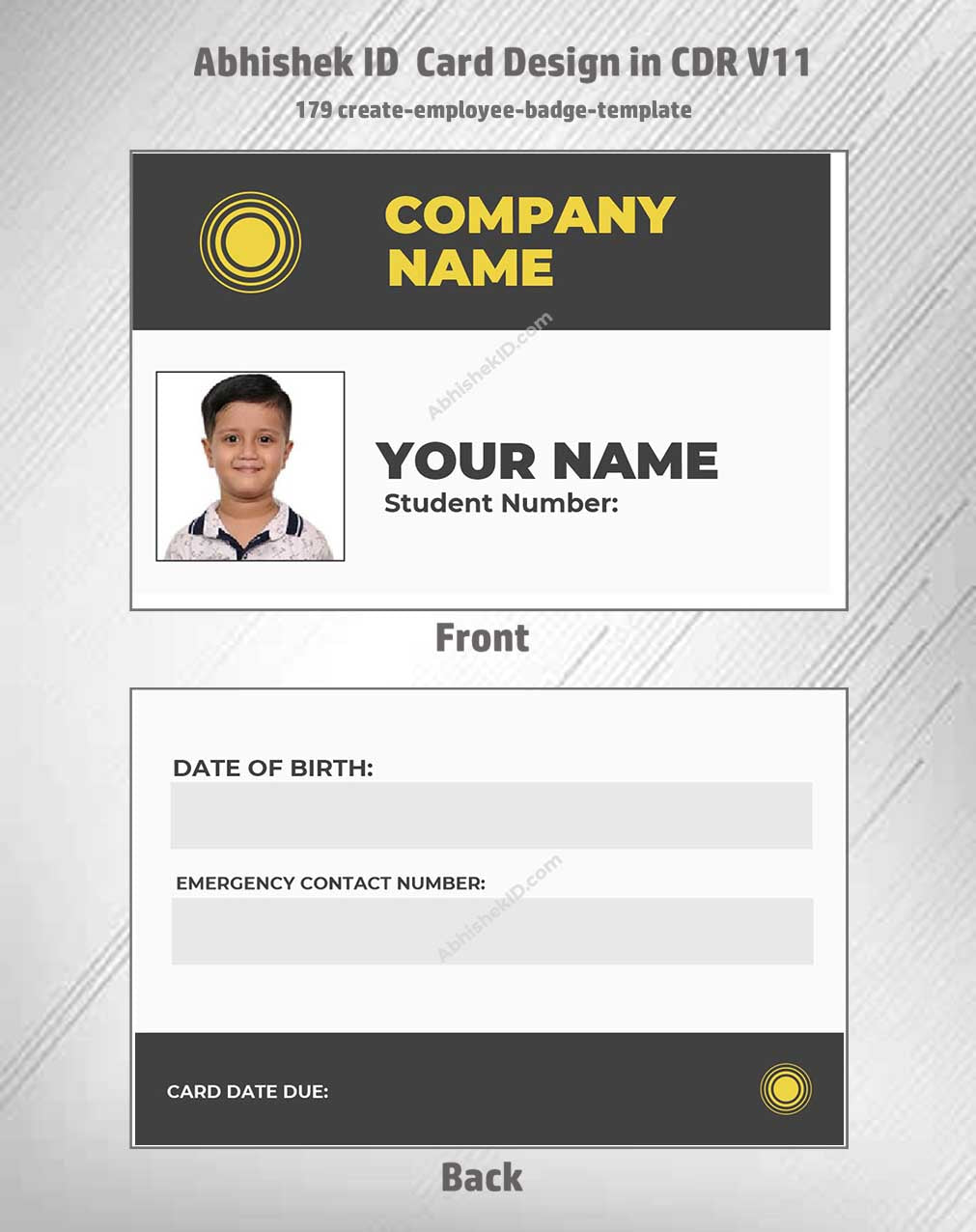 Digital preview of CorelDraw 11 ID Card Templates for employee badges in commercial ID printing.