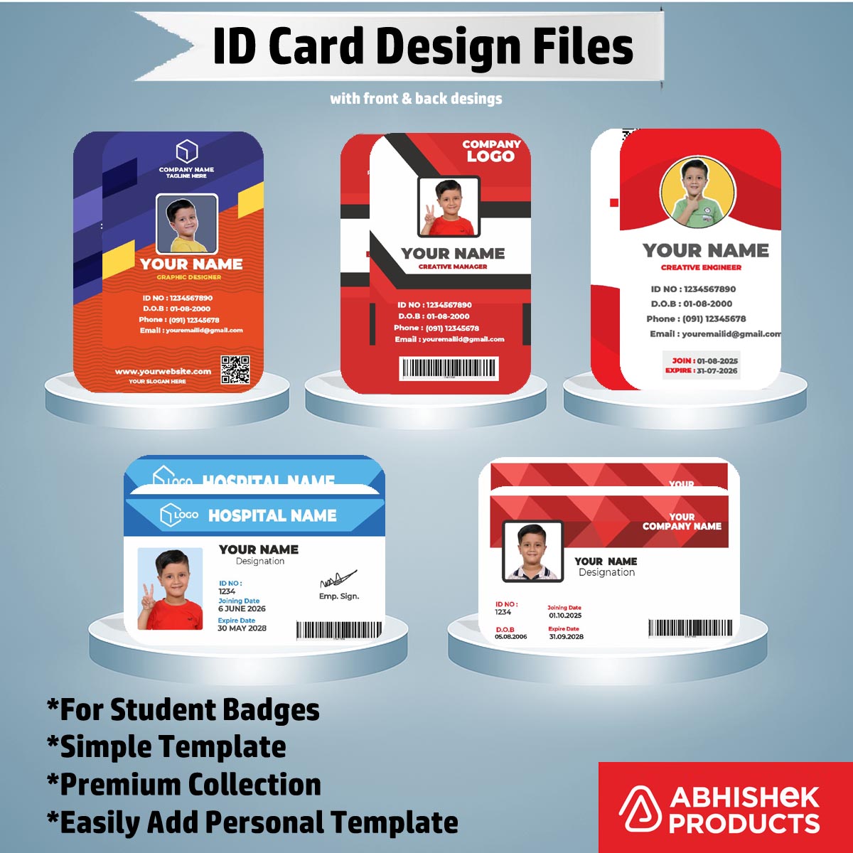 Company credential vector of CorelDraw ID Card Templates for commercial ID card printing.
