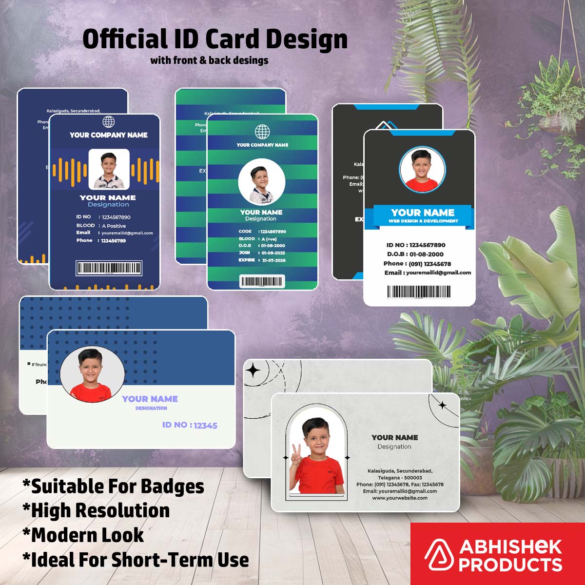 Badge design screen of CorelDraw 11 ID Card Templates for office access card generation.