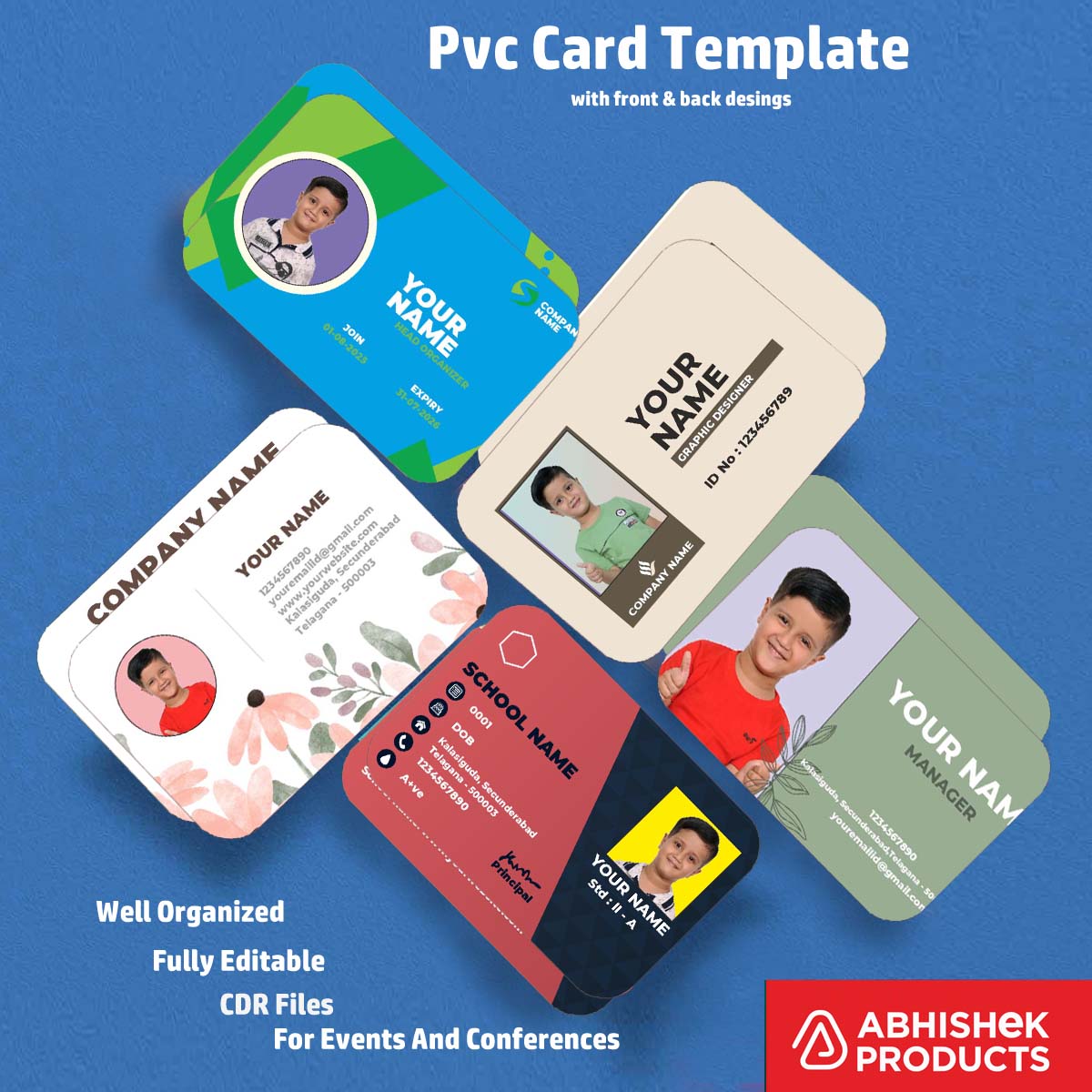 Front design of ID badge using CorelDraw 11 Business Card Templates for office use.