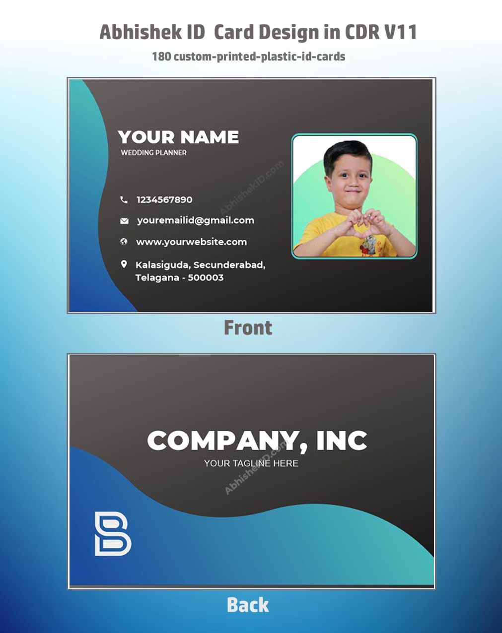 CorelDraw 11 Company ID Card Templates for custom printed plastic ID card production.