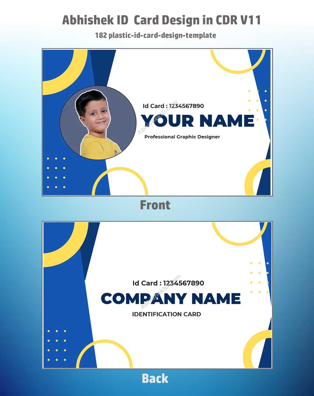 Close-up design sample of CorelDraw 11 ID Card Templates for business badge manufacturing tasks.