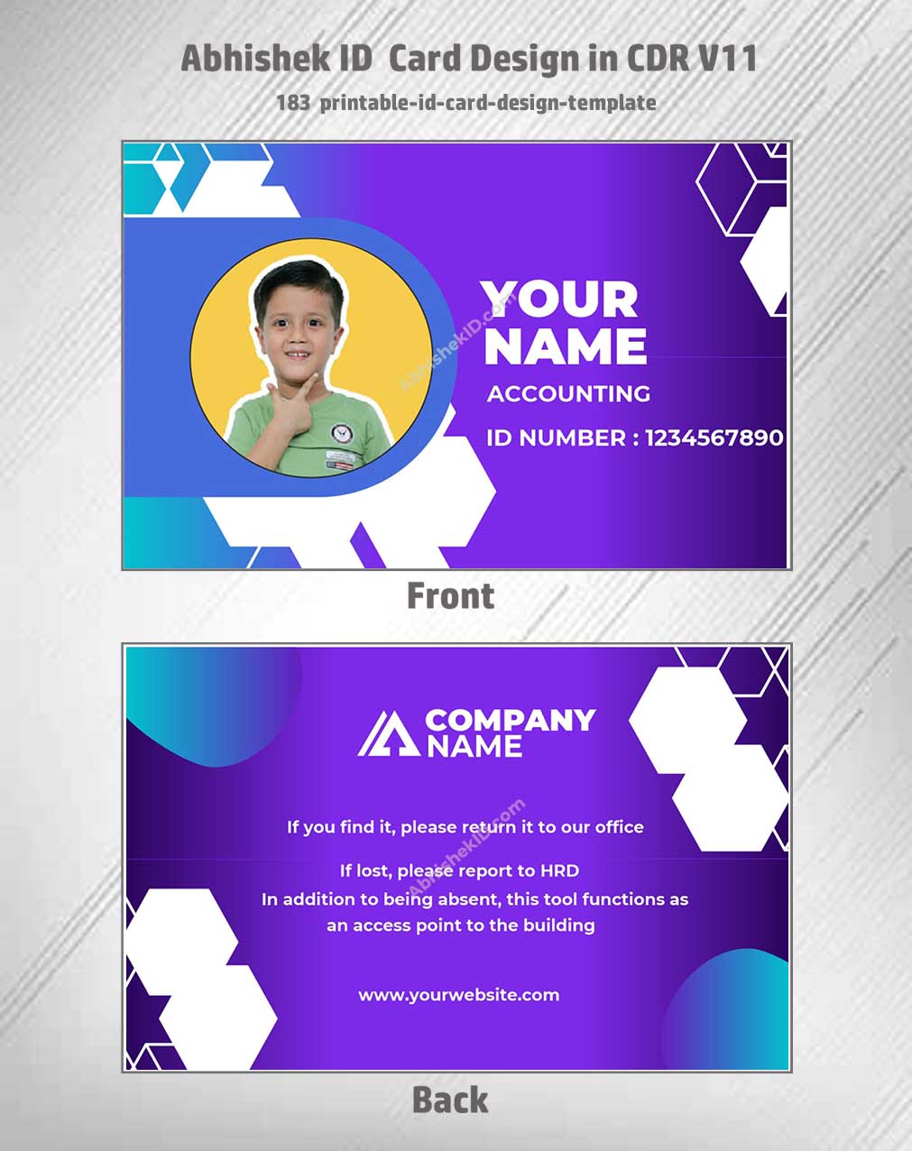 Digital preview of CorelDraw 11 ID Card Templates for employee badges in commercial ID printing.