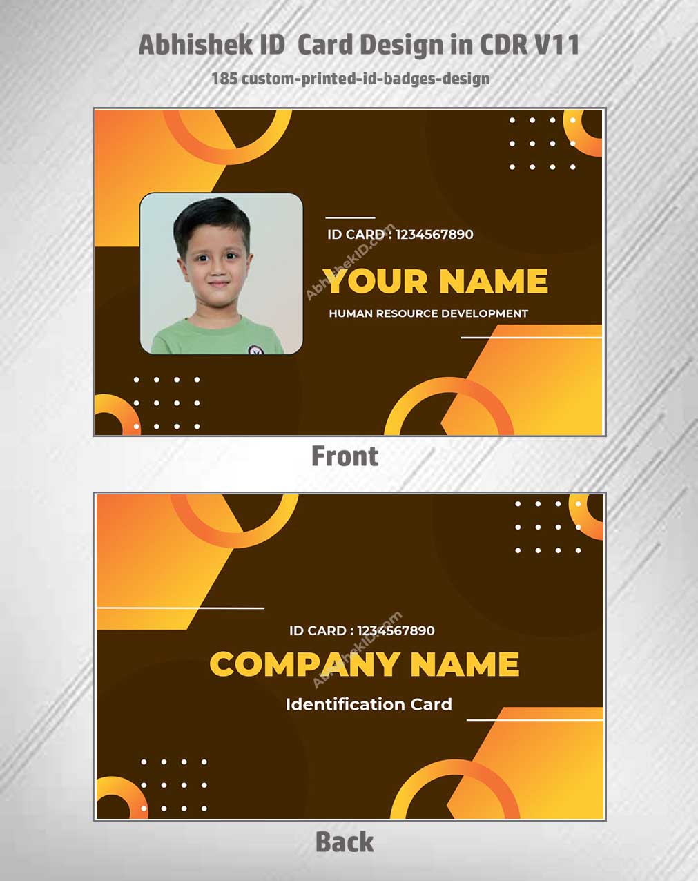 Flat digital layout of CorelDraw 11 ID Card Templates for creating bulk office access passes.