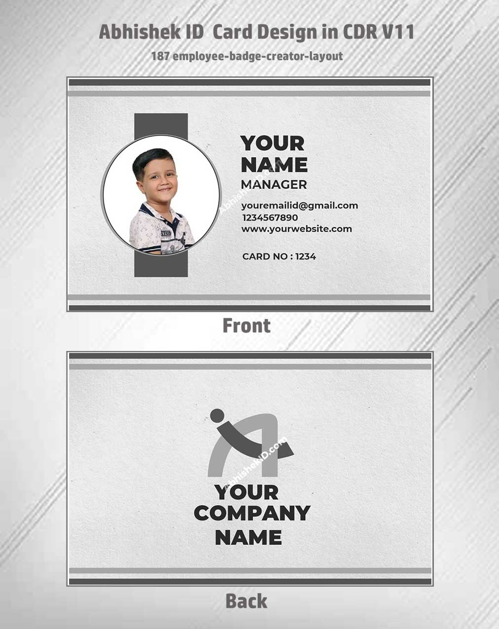 Digital preview of CorelDraw 11 ID Card Templates for employee badges in commercial ID printing.