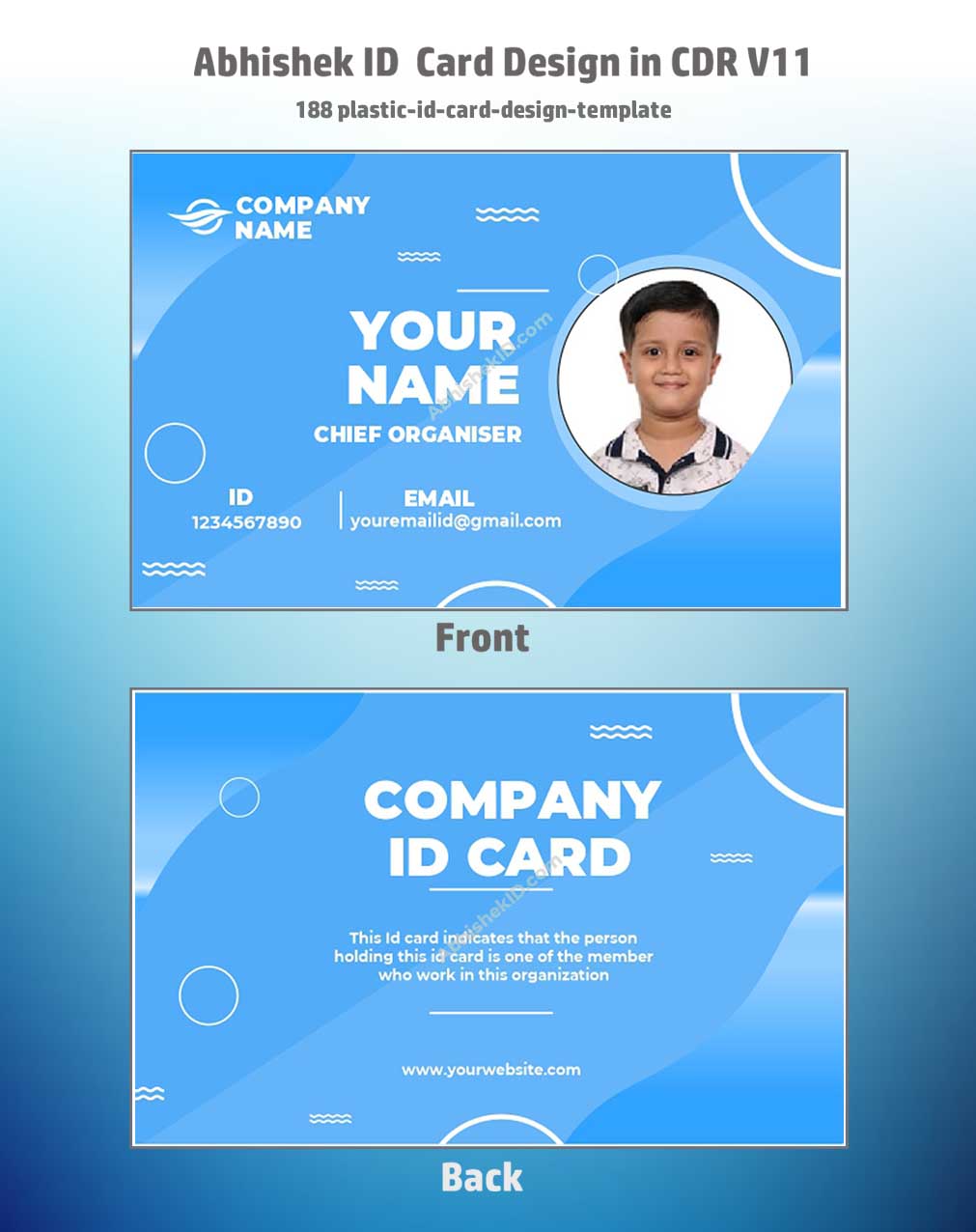 CorelDraw 11 Company ID Card Templates for blank plastic ID card graphic customization.